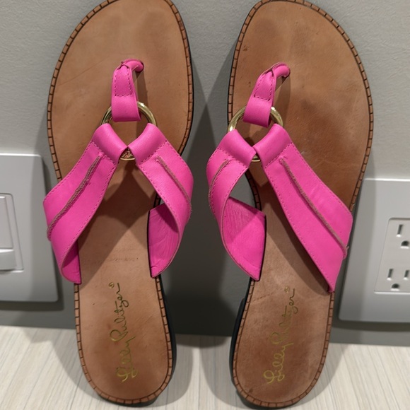 Lilly Pulitzer neon pink sandals - Picture 3 of 4